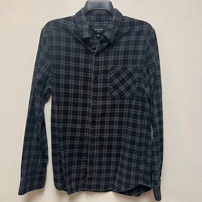 Camisa de franela NIXON para hombre manga larga botón negro a cuadros rojo ventana mediana Foto 1 de 4