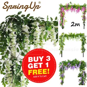 Artificial Silk Flowers Wisteria Hanging Fake Garden Plants Vines Decor Plastic - Picture 1 of 13