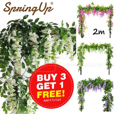 Artificial Silk Flowers Wisteria Hanging Fake Garden Plants Vines Decor Plastic - image 1 of 4