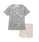 Love Fire Set T-shirt & Bike Shorts Animal Print Girls Sz M NWT N150