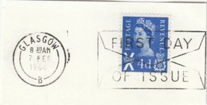 (84615) GB Scotland Used 4d blue Definitive 1966 ON PIECE - Picture 1 of 1