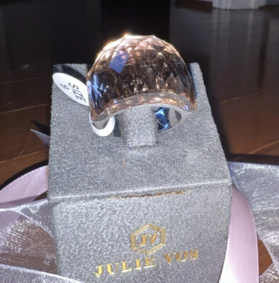 NEW Crystal Statement Nirvana Dome Ring Sz 6 Pink Crystal Silver Band - Image 1 of 4