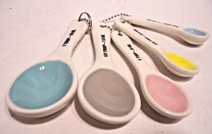 Rae Dunn Colorful White Ceramic Measuring Spoons 5 pc. Set NIB- Special Buy - Picture 1 of 4