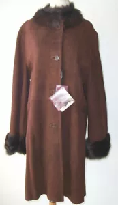 Abrigo STEFANIA SARRE Marrón Piel de oveja Toscana Cuello Puños L XL - Imagen 1 de 4