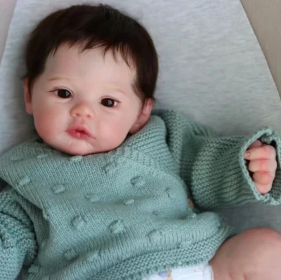 45cm Full Body Silicone Reborn Girl Rooted Hair Visible Veins Realistic Newborn - Immagine 1 di 4