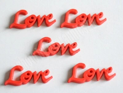 5 Love Worded Flat Back Embellishments / Valentine Theme - Image 1 of 2