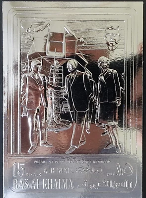 Emiratos Árabes Unidos 1972 imperf Ras Al Khaima MNH JFK Kennedy sello de plata Foto 1 de 4