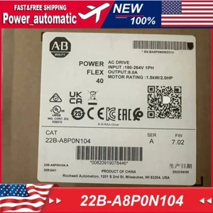 NEW Allen-Bradley 22B-A8P0N104 PowerFlex 40 1.5 kW 2.0 HP AC Drive 22B-A8P0N104 - Picture 1 of 3