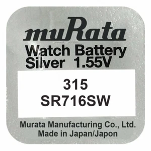 1x Murata 315 ehemals Sony Knopfzelle Uhren-Batterie 315 / SR716SW / SR67