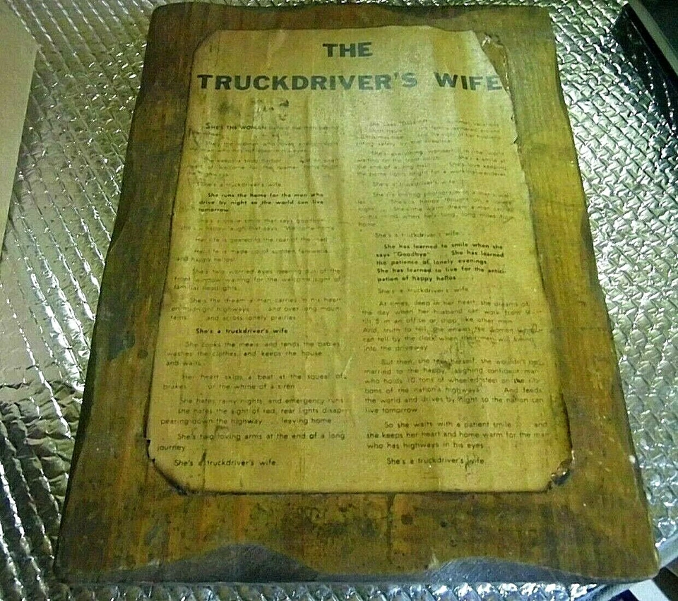 Vintage Wood Truckers Wife Wall Hanger Plagues 11 1/2 by 15 1/2  - Image 1 of 4