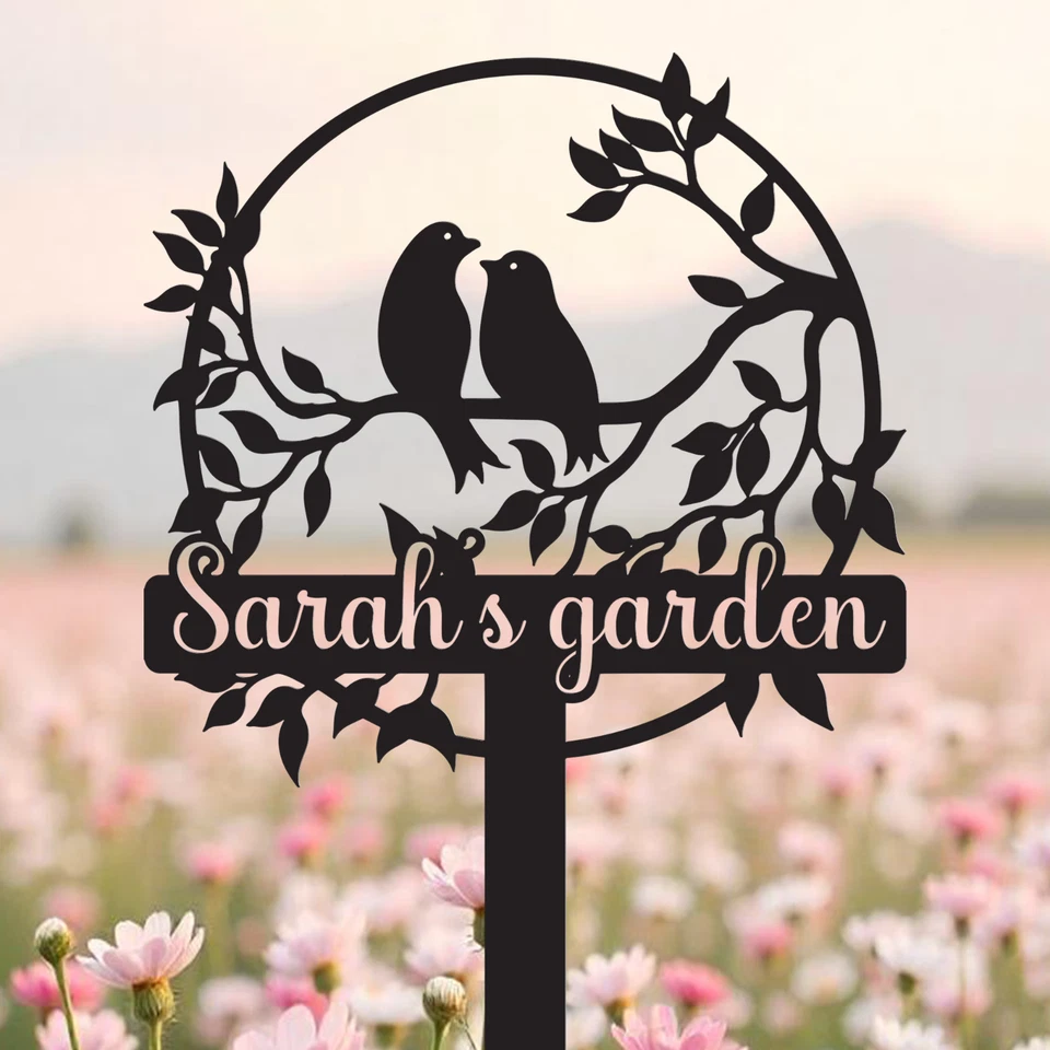Custom Garden Sign with Stake, Metal Bird Garden Sign, Granny Garden Sign - Image 1 of 4