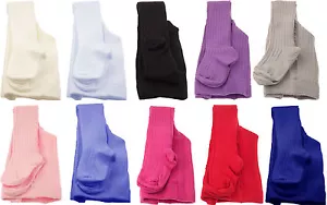 Girls Baby Ribbed Cotton Tights Thick Winter Warm 100% Cotton Outer, 10 Colours - Picture 1 of 11