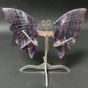 97G Naturkristall Fluorit Schmetterlingsflügel Heilung Statue Dekor + Ständer