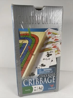Solid Wood Cribbage Set Folding 3 Track Board with Playing Cards Cardinal Ind. - Image 1 of 4