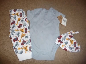 NEW NWT Chick Pea boys size 3-6 months cute 3 piece pant set safari animals - Picture 1 of 1