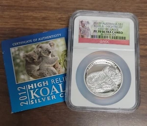 2012 P Australia Koala Silver $1 Coin - NGC PF70 Ultra Cameo High Relief FR . - Picture 1 of 8