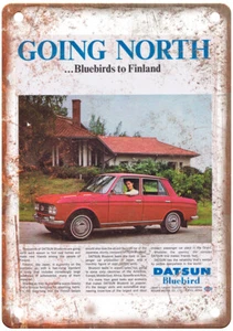 Vintage Datsun 1600 1968 Auto Ad Reproduction Metal Sign A11426 - Picture 1 of 2