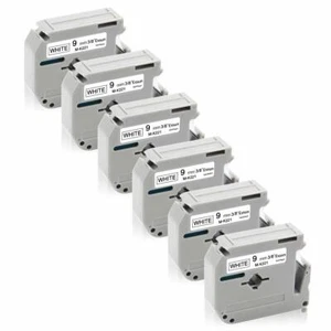6X Beschriftungsband kompatibel mit Brother P-touch M-K221S sw auf ws 9mm MK221 - Bild 1 von 4