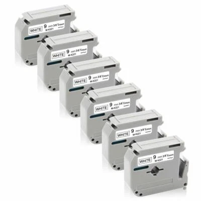 GREATEAM 6X Beschriftungsband kompatibel mit Brother P-touch M-K221S sw auf ws 9mm MK221