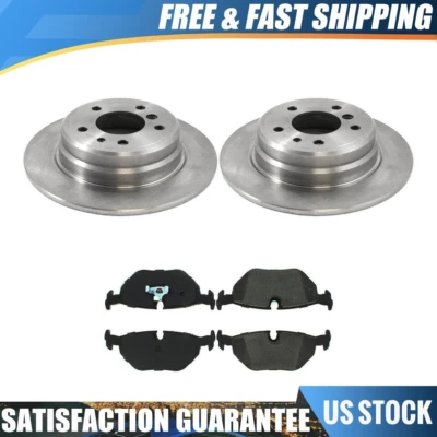 Juego de 2 rotores de freno traseros y pastillas de freno metálicas para BMW 525i 1991-1995 Foto 1 de 4