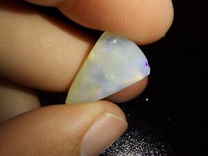 8CT NATURAL SOLID CRYSTAL White OPAL Pear Shape Bit of Purple blue Coober Pedy 