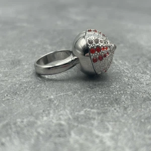Swarovski Rhinestones Radium Plated Ring With Secret Compartment Size 52 - Picture 1 of 17