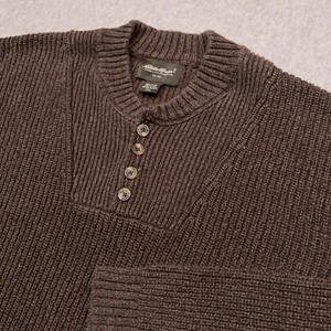 Suéter Eddie Bauer Henley Para Hombre XXL Marrón Grueso Acanalado Tejido Pesado Senderismo - Imagen 1 de 7