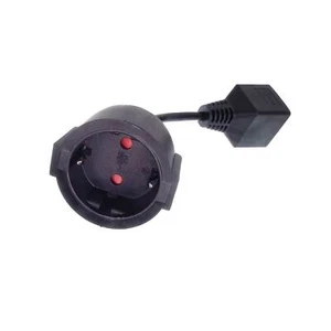 Cable UPS: toma de seguridad CEE 7/3 a enchufe IEC C14. 20cm - Imagen 1 de 3