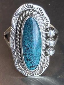2019 Native American Sterling Silver & Hubei Turquoise Ring Size 9.5 Signed P - Picture 1 of 12