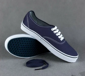 VANS Blue Authentic Skateboarding Shoes with extra laces blue soles - Picture 1 of 2