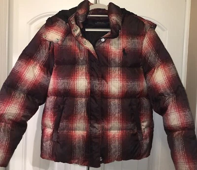 Polo Ralph Lauren Women’s Medium Carly Down Jacket Insulated Plaid Coat NWOT - Image 1 of 4