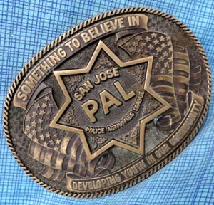 San Jose PAL Polizei Aktivitäten Liga Gürtelschnalle Vintage Auszeichnung Design Medaillen.XTT720 - Bild 1 von 8