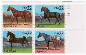 Scott #2158a (2155-58) Horses Plate Block of 4 Stamps - MNH - Picture 1 of 2