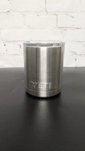 Yeti Rambler 10 oz. Lowball Silver SS Tumbler Travel Mug Cup w/ Lid VG+ Cond - Picture 1 of 5
