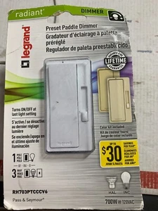 Legrand Interruttore Dimmer Paddle Preset Radiante Bianco RH4FBL3PTCCCV6 3 vie - Foto 1 di 2