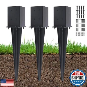 POSTYBAY 3 Pcs 4"x4" Fence Post Anchor Ground Spike 22"(Internal 3.6"x3.6"), - Picture 1 of 5