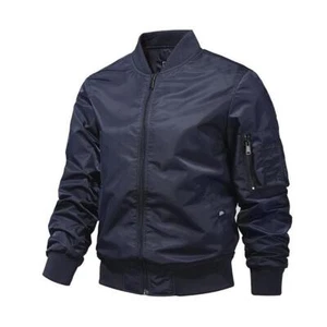 New Mens Heavy Weight Ma-1 Flight Bomber Jacket Full Zip Outerwear Coat Color - Picture 1 of 17