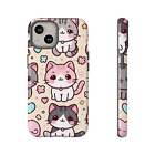 Cute Kawaii Sitting Cats Tough Dual Layer Shockproof Phone Case for iPhone