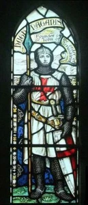 PLAQUE MÉTAL  vitrail église templier Hugues de Payns     30X 20 CM - Imagen 1 de 4