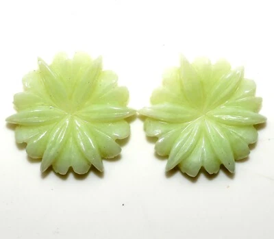 Par de gemas sueltas de jade verde natural 24x24 mm hechas a mano 28,45 CTS Foto 1 de 4