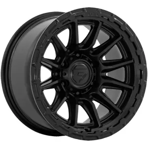 (1) 22x10 -18 Fuel 1PC FC866 Piston 6x135 Blackout W/ Gloss Black Lip Wheel - Picture 1 of 2