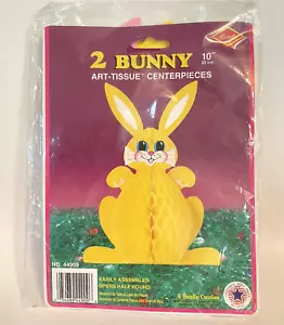 Vintage 1977 Beistle Co. 2 10" Bunny Art-Tissue Centerpieces Easter Decor #44909 - Picture 1 of 4