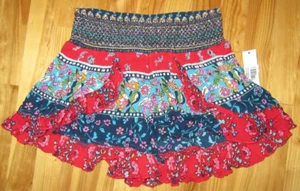 Aqua Florals Multi-Colors S Elastic Pull Up Skirted Shorts Very Cute NWT! - Picture 1 of 3