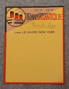 Paquebot NORMANDIE ♦ FRENCH LINE CGT ♦ Affichettes à coller - Le Havre - NY - Imagen 1 de 2