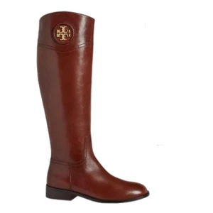 Tory Burch Ashlynn Reitstiefel mandelförmige Zehenpartie braun goldenes Emblem Damengröße 5,5 NEU - Bild 1 von 13