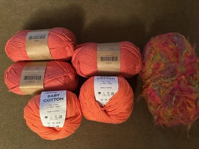 6 Skeins Of Orange Yarn, 3 Comfy, 2 Baby Cotton, 1 Variegated- New - Image 1 of 4