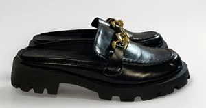 Dream Pairs Chunky Black Slip On Mules With Gold Chain Women’s Size 9 Retro Y2K - Picture 1 of 8