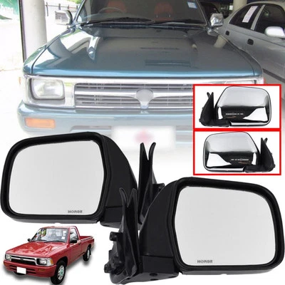 SIDE DOOR MIRROR PAIR CHROME FOR TOYOTA HILUX MK3 LN85 RN106 PICKUP 1989-1997 - Image 1 of 4
