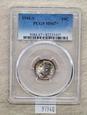 WPCoins ~ 1946-S PCGS MS 67+ Roosevelt Dime Toned - Image 1 of 4
