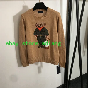 Bär Jacquard Strick Kurz Pullover süßer Pullover Damen 2025 hochwertig SML - Bild 1 von 5